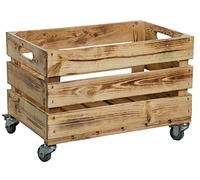 Caja de fruta estable con ruedas / tallo, manzana, caja de vino del viejo país +++ Naturaleza Dimensiones aprox. 54 x 35 x 35 cm (flameado con ruedas)