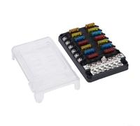 Caja de fusibles con indicador LED de 12 V, panel de fusibles marinos de 24 piezas para un uso seguro y fiable en coches y barcos