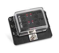 Caja de fusibles de 12 vías para coche, barco o marina (12 V/24 V), con portafusibles de tornillo y tuerca, sin terminales, indicador LED y tapa impermeable. (6 maneras Fuse Holder)