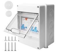 Caja de fusibles de 220 V, impermeable, IP65, distribuidor de pared pequeño con interruptor de aire 10 A + 10 A, caja de fusibles con interruptores, puertos AC 32 A, para casa y oficina, 5