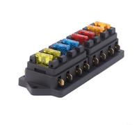 Caja de fusibles de 8 bandas, 12 V, 24 V, circuito con cubierta transparente para coche, camión, barco, LED, plástico ABS, agujeros de montaje de 5 mm, incluye fusibles de 5 A, 10 A, 15 A, 20 A
