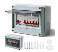 Caja de fusibles de 8 vías para montaje en superficie, caja de distribución de superficie IP65 con interruptor diferencial para jardines exteriores, granjas, interruptor de 63 A (3*16 20 32 A)