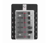 Caja de fusibles de cuchilla de circuito de 12 vías, kit de soporte de bloque ATO ATC estándar con indicador LED, cubierta a prueba de salpicaduras para coche, barco, camión,