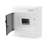 Intratec Cuadro Eléctrico de Superficie 1 Fila - IP40 Caja de Distribución para 8 Módulos con Puerta Transparente para una Instalación Fácil en Hogar y Comercio - 236 x 215 x 102 mm