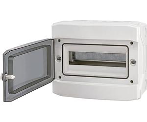 Caja de fusibles de superficie IP65, resistente al agua y al polvo, subdistribución, incluye accesorios, caja de distribución robusta (1 fila, 12 módulos)