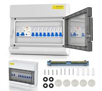 Caja de fusibles empotrada, caja de distribución con interruptor de protección Fi, IP65, caja de distribución de corriente para casa/oficina/centro comercial, disyuntor de 125 A, cajas de alimentación