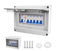Caja de fusibles empotrada, caja de distribución con interruptor de protección Fi, IP65, caja de distribución de corriente para caravanas/garajes/talleres/villas, disyuntor de 63 A, interruptor de