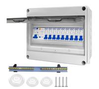 Caja de fusibles empotrada, Caja de distribución con interruptor diferencial, Caja de distribución eléctrica IP65 para caravanas/garajes/talleres/villas, interruptor automático 125 A, 7x16 A + 2x20 A