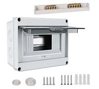 Caja de fusibles empotrada, caja de distribución IP65 con 1 fila, 8 módulos, pinzas de latón, distribuidor pequeño distribuidor subdistribución para habitaciones húmedas, jardines, exteriores, villas