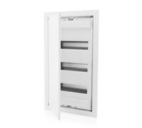 Intratec Cuadro Eléctrico Empotrado 3 Filas - Caja de Distribución IP40 para 36 Módulos con Puerta Metálica Blanca y Carril DIN para Instalaciones Eléctricas Interiores - 346 x 94 x 592mm