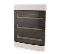 Intratec cuadro de distribución empotrado, IP40 - Caja de distribución interior, con puerta transparente, para instalación en espacios secos, de tres filas, 56 módulos, 522 x 392 x 106 mm