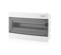 Intratec Caja de Distribución Empotrada 1 Fila - Caja de Distribución IP40 para 18 Módulos con Puerta Transparente y Riel para Instalación Eléctrica Fácil en Casa y Negocios - 392 x 232 x 106mm