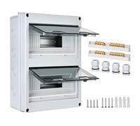 Caja de fusibles empotrada, IP65 con 2 filas, 24 módulos, terminales de latón, distribuidor pequeño, distribuidor de superficie, subdistribución para ambientes húmedos, jardines, exteriores, villas