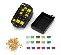 Caja de fusibles for Coche de 16 vías, 12v/24V, con 7 relés, protección de Circuito, Bloque de distribución de energía automotriz, Centro de Control de relés(Box Terminal FUS)