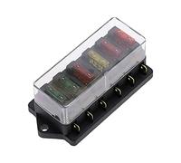 Caja de fusibles hoja 6 vías estándar circuito cubierta plástico DC 12V/24V soporte bloque automático con uds 3A-30A.Fusibles for fusible CA