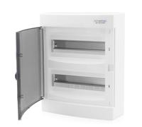 Intratec Cuadro Eléctrico de Superficie 2 Fila - IP40 Caja de Distribución para 24 Módulos con Puerta Transparente para una Instalación Fácil en Hogar y Comercio - 361 x 287 x 112 mm