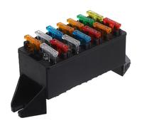 Caja de Fusibles para Coche de Dos Niveles, Plástico Negro | Diseño Resistente al Polvo, Base de 14 Vías, para Coche y Rv, Uso en Casa o Taller