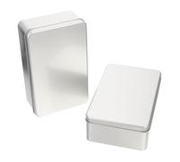 Caja de Galletas de Hojalata 2 Piezas Plata, Portátil y Reutilizable | Acabado Decorativo Simple, Capacidad Adecuada, para Pequeños Obsequios, Peso Ligero, Uso Doméstico