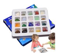 Caja de gemas de | Piedras de cristales minerales coleccionables, juguetes de desarrollo para aprender cristales para estanterías, plantas en macetas, mesas de comedor Uozonit