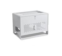 Caja de gestión de cables Caja de almacenamiento enrutador WiFi, cubierta módem, estante plástico, tira alimentación, gestión cables, oculto, soporte organizador escritorio oficina(Grijs)