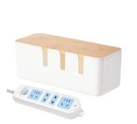 Caja de gestión de cables - Caja organizadora de cables | Funda de madera para cables | Caja organizadora de cables - Caja de gestión de cables para concentrador USB, estación de trabajo