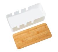 Caja de gestión de cables con cubierta de madera, organizador de cables ventilado, configuración de desorden, elegante corrector de cables para protectores de sobretensiones y regletas de alimentación