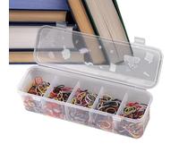 Caja de gestión de cables de carga, caja de almacenamiento para cargadores de cables, caja de accesorios apilable para cajones de escritorio con 10 compartimentos para clips y grapas, transparente,