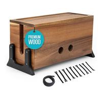 Caja de gestión de Cables Extra Grande, Caja Oculta de Cables de Madera y Organizador para regleta de alimentación, Cables de TV y Almacenamiento de Cables de Escritorio