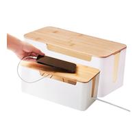 Caja de gestión de cables, juego de organizadores de madera | Recipientes decorativos para ocultar electricistas, enrutadores de Internet, tiras de enchufes, dispositivos de escritorio para oficinas