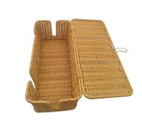 Caja de gestión de cables transpirable - Organizador de caja de cable | Funda de alambre del cargador de tela a mano | 4 ranuras abiertas imitación ratán caja de cable elet