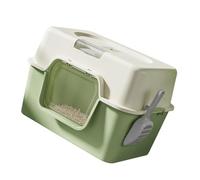 Caja de glándulas de plástico para gatos, conejos, control de olores, no se pega, superficies lisas, recipiente para arena para gatos cerrado, bandeja espaciosa cubierta