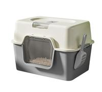 Caja de glándulas de plástico para gatos, conejos, control de olores, no se pega, superficies lisas, recipiente para arena para gatos cerrado, bandeja espaciosa cubierta