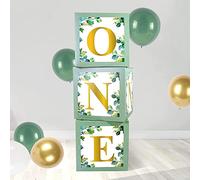 Caja de globos para decoración de primer cumpleaños para niña o niño, caja de globos para primer cumpleaños con letra ONE, 3 cajas de globos para fiesta de baby shower, decoración de un cumpleaños