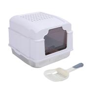 Caja de Grain Cubierta para Control de olores PolyGen con Pala de Limpieza incluida para Todas Las Razas de Gatitos de Interior Mantiene un hogar con Olor Fresco Base de Acero