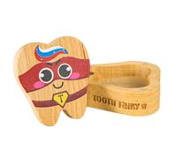Caja de Hada de los Dientes, Caja de Recuerdo de Dientes de Madera Soporte magnético para Dientes Linda Caja de Almacenamiento de Primeros Dientes Forma (Máscara de Ojos Rojos)