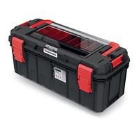 Caja de herramientas con portaherramientas con compartimentos divisorios, mango ergonómico, cierres de sujeción, plástico, 65 x 28 x 31,4 cm