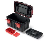 Caja de herramientas con portaherramientas con compartimentos divisorios, mango ergonómico, cierres de sujeción, plástico, 45 x 28 x 26,4 cm