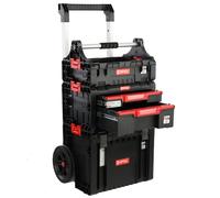 Caja de herramientas con ruedas, cajón doble, caja con asa, juego modular H 115 cm, garaje taller PRO