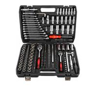 Caja de herramientas de carraca de 216 piezas (acero al cromo vanadio): puntas, portapuntas, Torx, llave hexagonal hexagonal, llave inglesa de 1/2, 1/4, 3/8 pulgadas, para taller y hobby