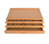 Caja de herramientas de dibujo de 3 capas, caja de almacenamiento de herramientas de accesorios de pintura pigmentaria de suministro de artista de madera, 15 zonas de almacenamiento, para pasteles,