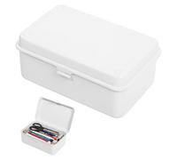 Caja de herramientas de metal, caja de herramientas con tapa, caja rectangular de hierro, para bolígrafos, suministros de oficina, joyero, álbumes de fotos y sellos (blanco, sin hebillas)