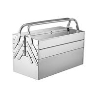 Caja De Herramientas De Metal, Gabinete Voladizo De Acero Inoxidable Para Herramientas Con Asas De Transporte, Caja De Herramientas De Almacenamiento Portátil Con Cerradura(Size:3 Layer,Color:46cm)