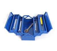 Caja de Herramientas de Metal Vacía Con 5 Compartimentos - 1 Principal y 2 Extensibles - Duradera y Estable - 400 x 200 x 210 mm