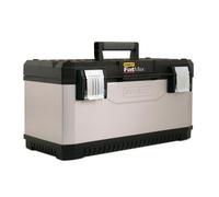 STANLEY FATMAX Caja de herramientas metálica 49,7 cm – Asa bimaterial, clips anticorrosión – 1-95-615