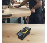 Caja de herramientas de plástico de 10 pulgadas con compartimentos dobles, cierres seguros y bisagras de metal para una organización eficiente (sin capa interior)