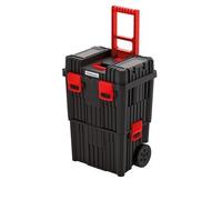 Kistenberg Caja de herramientas con ruedas para taller, con cierres de sujeción, estructura de pared reforzada modular (con cierre de plástico), Colores negro y rojo, 45 x 36 x 64 cm