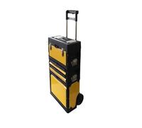 Caja de herramientas para exteriores, caja de almacenamiento combinada de tres capas, caja de herramientas para el hogar, estilo barra de tracción con cajones de ruedas, organizador de carrito de
