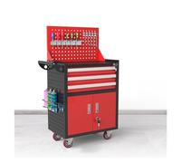 Caja de herramientas rodante con ruedas, armario de almacenamiento de herramientas de metal con 5 cajones, caja de herramientas con cerradura, carrito de herramientas móvil para un fácil acceso (rojo)