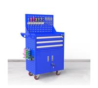 Caja de herramientas rodante con ruedas, armario de almacenamiento de herramientas de metal de 5 cajones con cerradura, herramienta móvil grande, carrito de herramientas azul para garaje y taller
