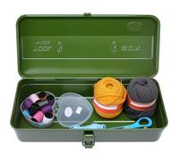 Caja de herramientas vacía, grande, 37 x 16 x 12 cm, resistente, duradera, de metal, con asa y cierre, maletín de transporte, almacenamiento universal y transporte de accesorios (verde)